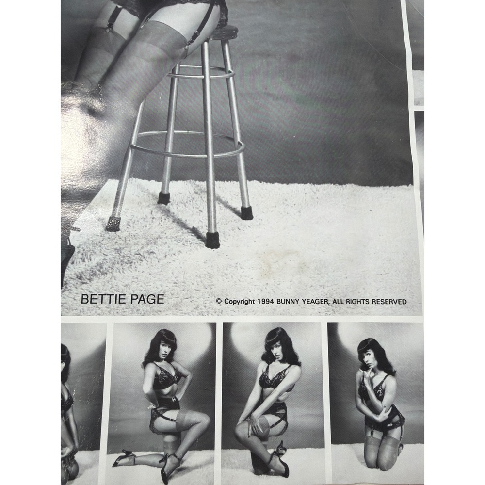 Rare Vintage 1994 Bunny Yeager Bettie Page Pinup Poster 20x16 Black White Fair - Picture 7 of 7